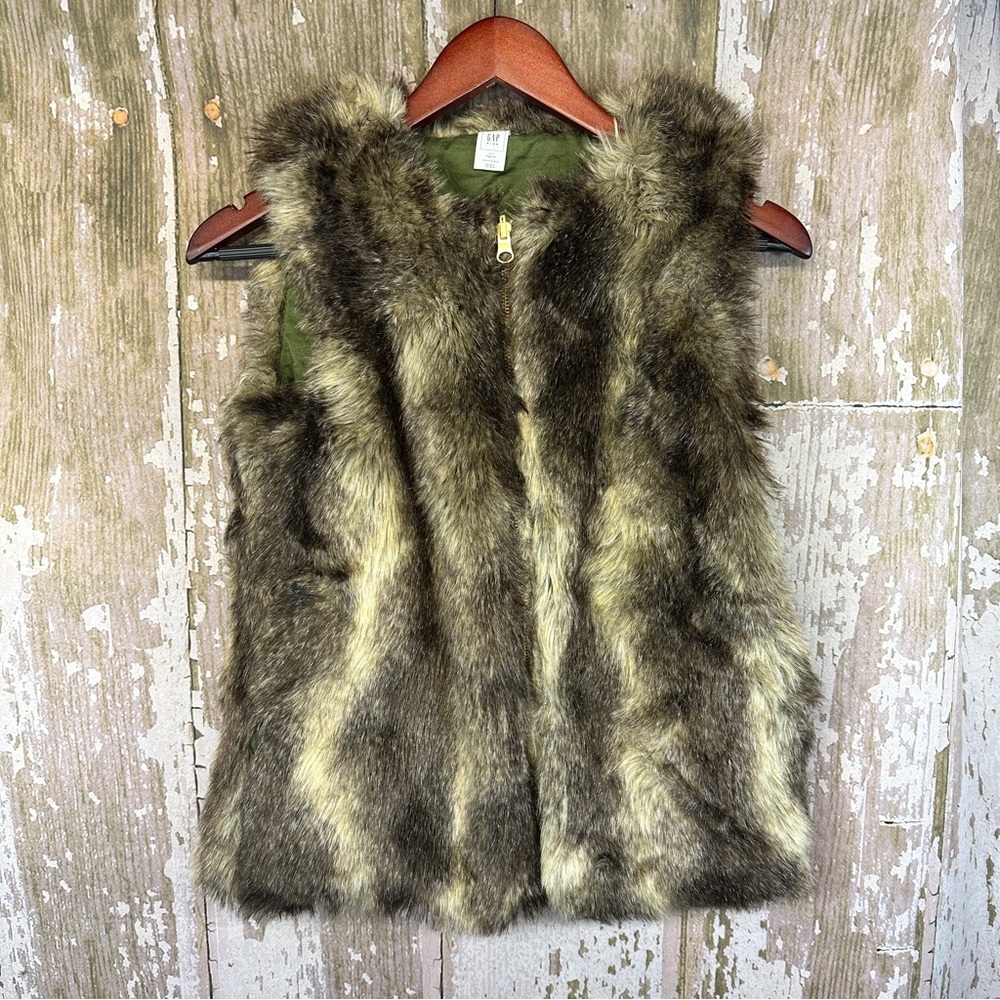 Kids Faux Fur Vest in Brown